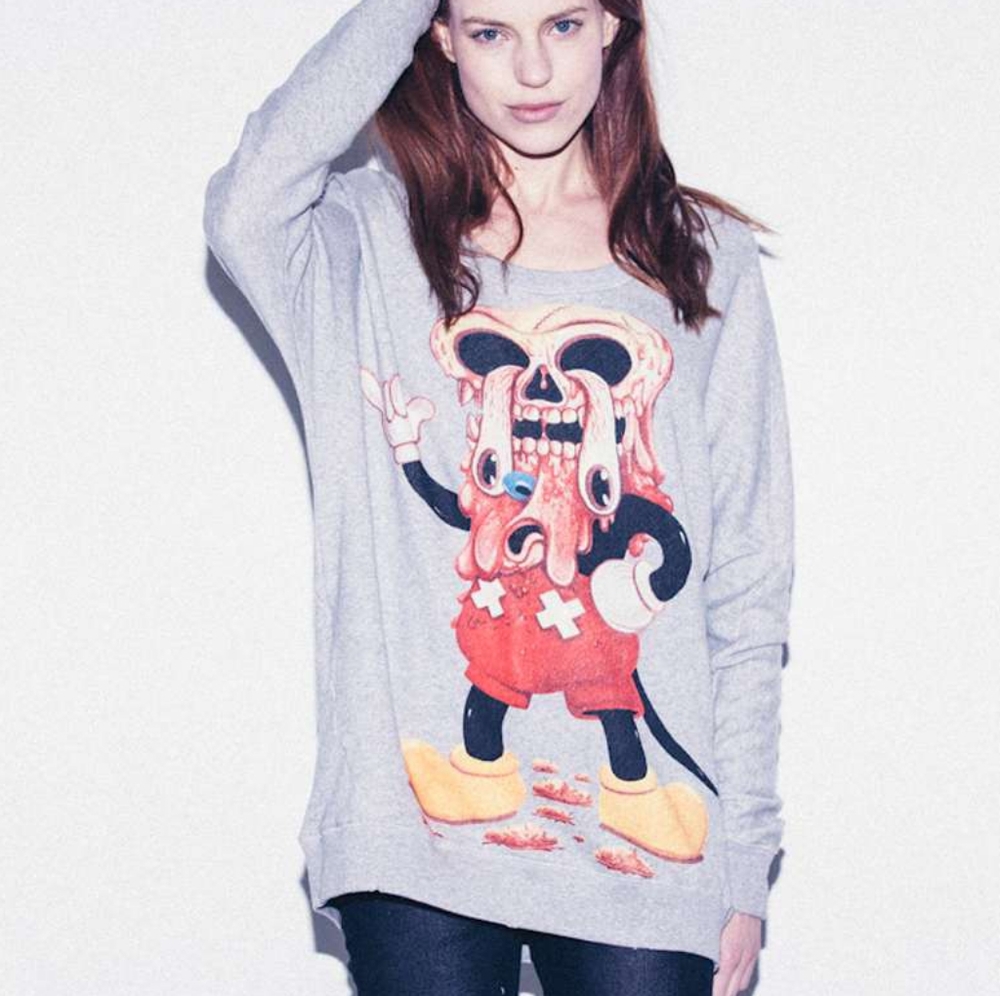 Drop Dead Facemelter Mickey Mouse Pullover Sweater | US S-M